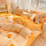 Simple Bedding Set Plaid Queen Duvet Cover Kit 4pcs