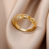 Fashion Gold Color Stainless Steel Ring with Crystal Zircon