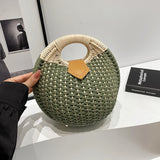 Casual Straw Woven Spherical Handbag for Women