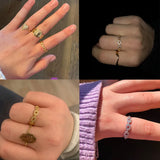 Classic Twist Chain Open Rings for Women Zircon