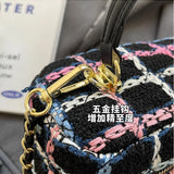 Fashion Plaid Print Tweed Crossbody Bag for Women