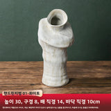 Retro Handmade Ceramic Flower Vase White Modern Minimalist Sle