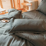 Black White Small Checks Printed Bed Set - 4 Pcs