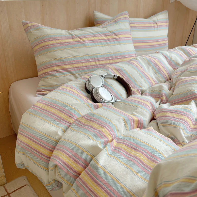 Nordic Sling Cotton Pink Stripes Duvet Cover 150x200