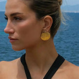 Vintage Gold Plated Snail Shell Earrings for Women