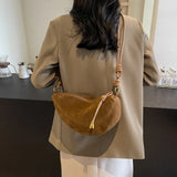 Faux Suede Hobo Shoulder Bag for Women 2025 Fashion