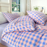 Colorful Cotton Plaid Duvet Cover Set, 3 Pcs