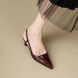 2024 New Summer Red Patent Leather Mid-Heel Sandals