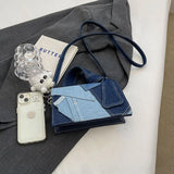 JIOMAY Fashion Blue Color Block Denim Shoulder Bag