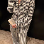 Luxury Striped Cotton Pajamas Women's Wide Leg Set  Clean Vanilla Store