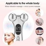 Electric Facial EMS Micro-current Beauty Instrument LED Display Face Lift 4D Roller Massager Skin Tighten Massage Beauty Device - Clean Vanilla