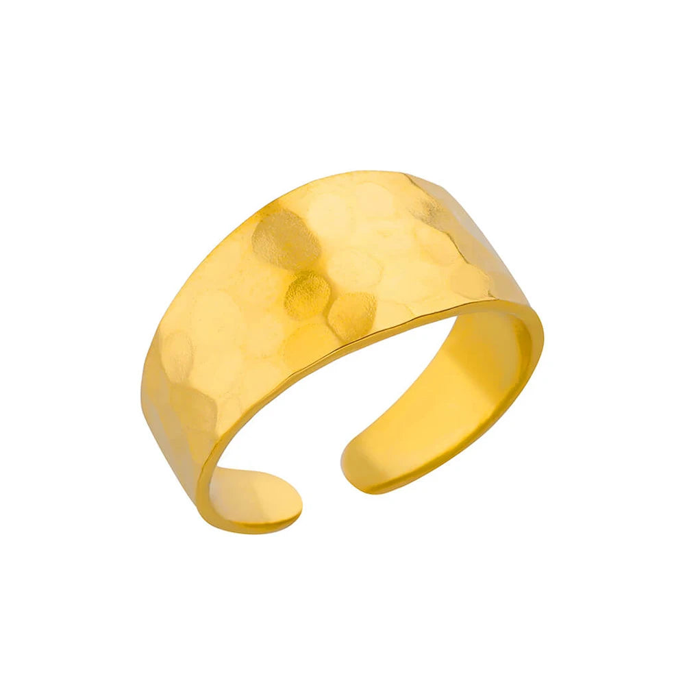 Gold Color Stainless Steel Wide Rings For Men Women
