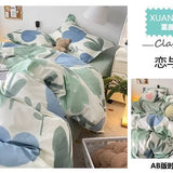 Korean Style Blue Letter Bedding Set for All Sizes 4 pcs