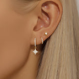 Fashion Stainless Steel Star Drop Earrings Set - 3 Piece