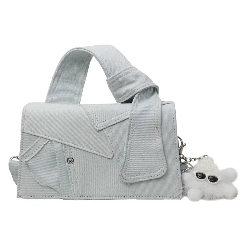 New Fashion Color Block Denim Square Shoulder Bag