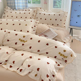 4pcs Floral Korean Lace Duvet Cover Set