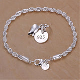 New High Quality 925 Sterling Silver Twisted Rope Bracelet