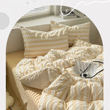 Washed Cotton Crepe Striped Quilt Set with Pillowcases 3-4