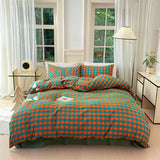 Colorful Cotton Plaid Duvet Cover Set, 3 Pcs