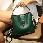Real Oil Wax Leather Women's Bucket Bag - Large Capacity  Clean Vanilla Store