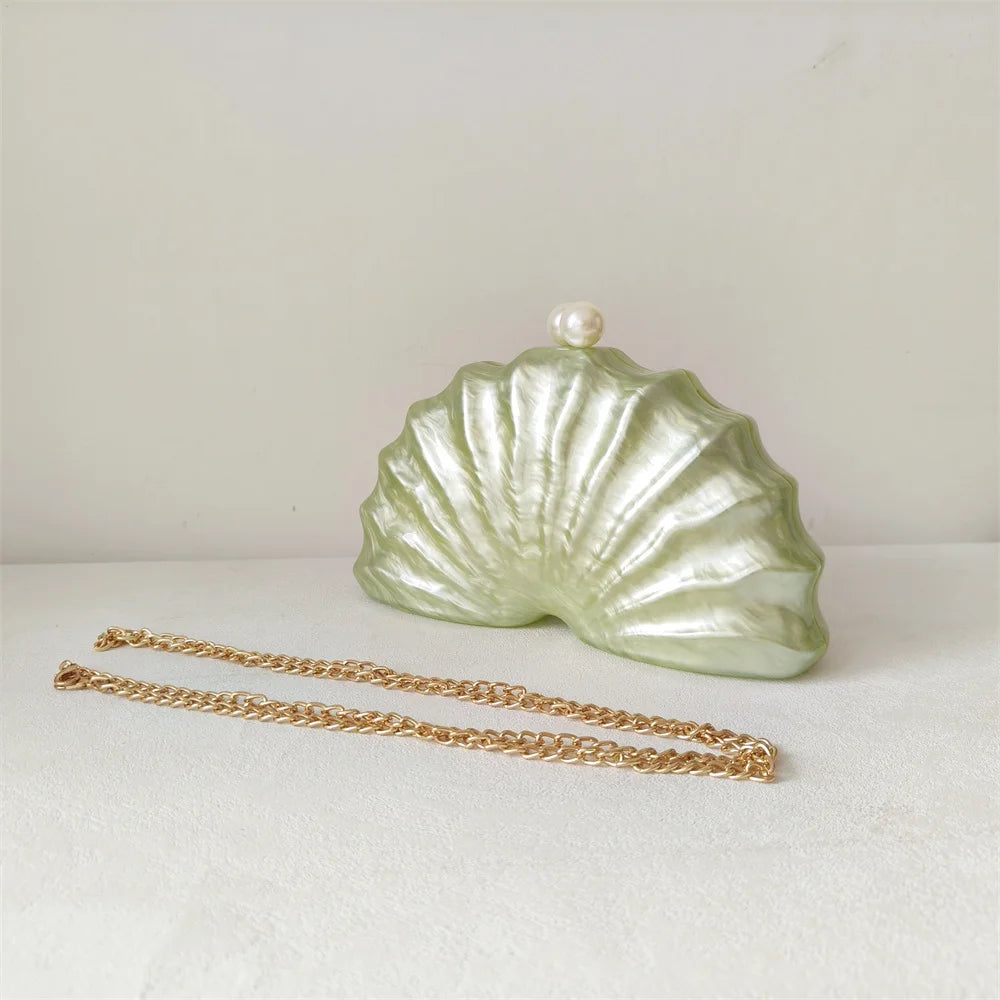 Original Shell Half Room Beaded Bag Clutch