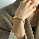 Stainless Steel Texture Flex Cuff Bracelet Women Gifts