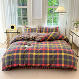 Colorful Cotton Plaid Duvet Cover Set, 3 Pcs