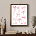 Trendy Watercolor Pink Bows Poster Art Decor  Clean Vanilla Store