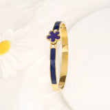 6 Colors Luxury Stainless Steel Flower Bangle