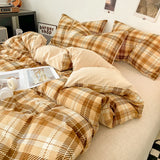 Skin-Friendly Quilt Cover Plaid Duvet Covers Double Side