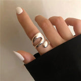 VENTFILLE 925 Sterling Silver Water Droplets Cross Ring
