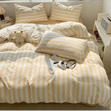 Washed Cotton Crepe Striped Quilt Set with Pillowcases 3-4