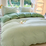 Black White Small Checks Printed Bed Set - 4 Pcs