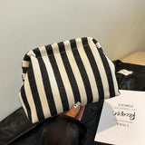Striped Ruched Cloud Purse Summer Beach Clutch Bag