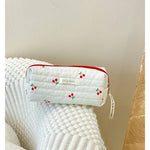 Quilted Cotton Retro Cherry Travel Cosmetic Bag  Clean Vanilla Store