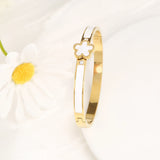6 Colors Luxury Stainless Steel Flower Bangle