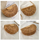 Fashion Half Moon Bamboo Shoulder Crossbody Bag