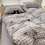 Pink Solid Bedding Set With Duvet Cover & Pillowcases 4 pcs