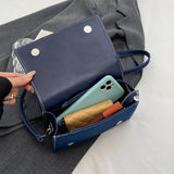 JIOMAY Fashion Blue Color Block Denim Shoulder Bag