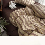 Bedding Set Ins Ambiance Blue Coffee Grid, 4-Piece Set