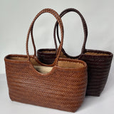 Genuine Leather Hand-Woven Vintage Tote Bag