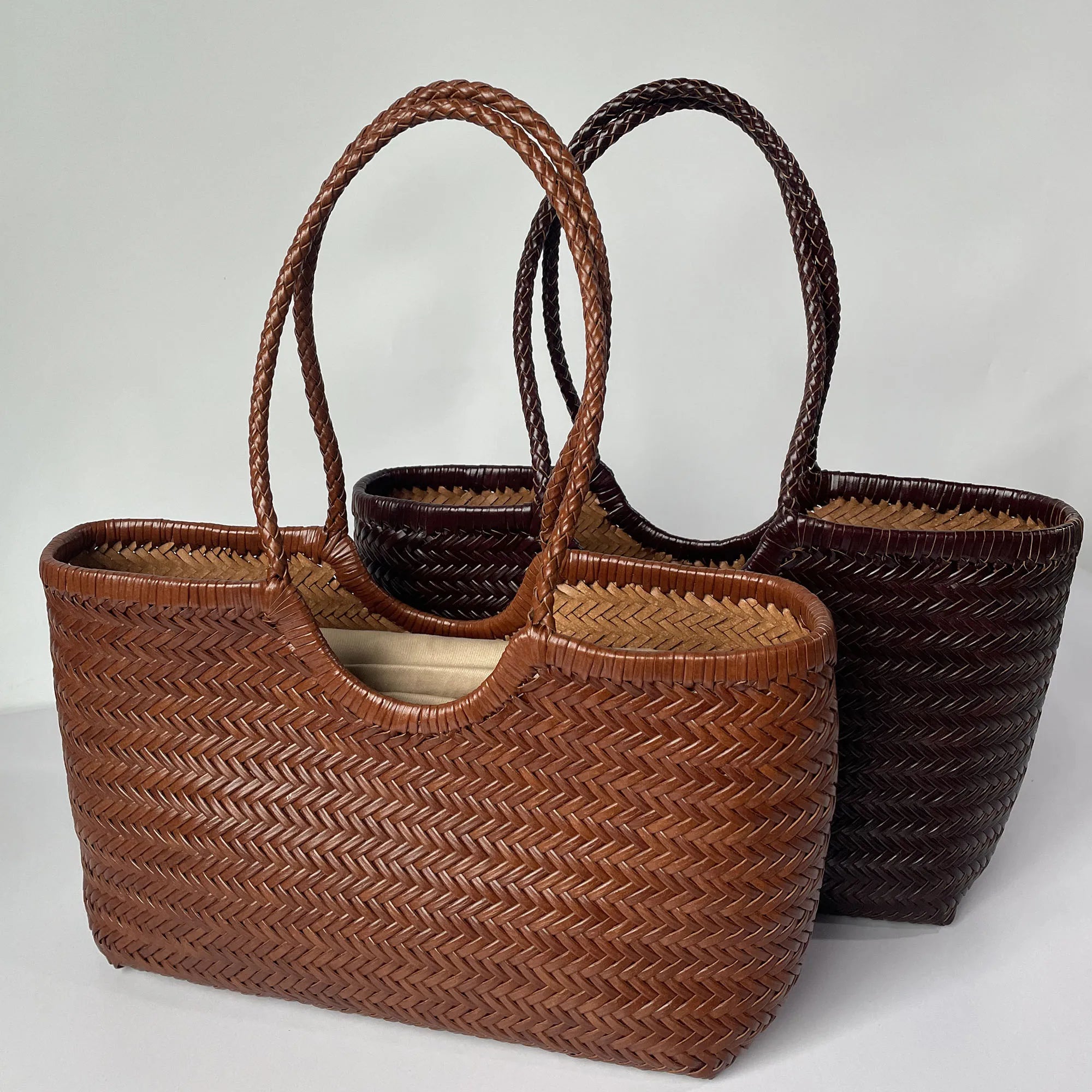 Genuine Leather Hand-Woven Vintage Tote Bag