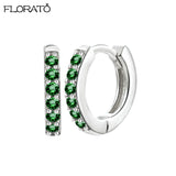 925 Silver Needle Crystal 9mm Small Hoop Earrings
