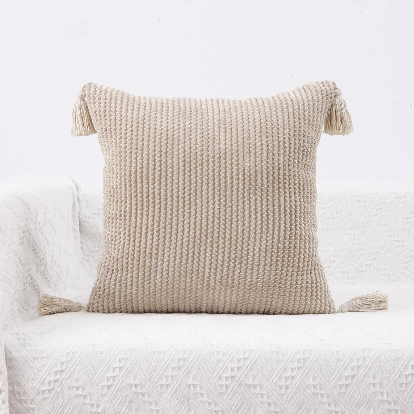 Beige Throw Cushion Cover 45x45cm for Kids Room