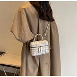 Fashion Plaid Print Tweed Crossbody Bag for Women