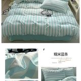 Washed Cotton Crepe Striped Quilt Set with Pillowcases 3-4