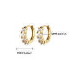 Gold Geometric Pave Zirconia Round Hoop Earrings