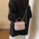 Fashion Plaid Print Tweed Crossbody Bag for Women