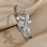 Greatera Waterproof Gold Flower Cuff Bracelet for Women