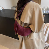 LEFTSIDE 2024 Retro Splicing Leather Shoulder Bag